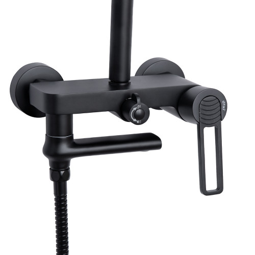 Душова система універсальна Qtap Taurus на три споживача (з виливом) QTTAU111BLM45666 Black Matt