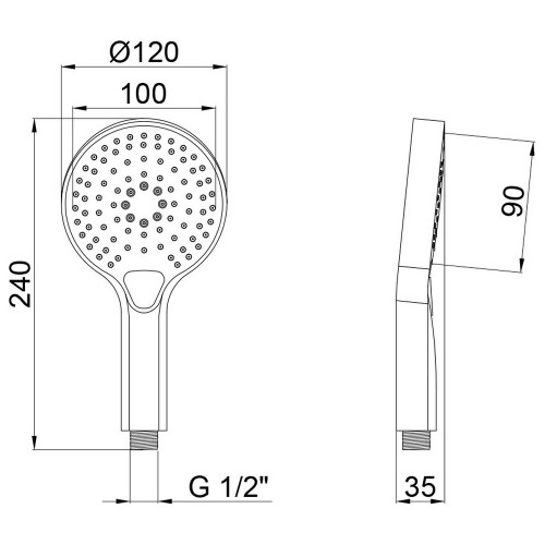 Лійка для ручного душу Qtap Rucni 120 мм округла QTRUCA120O3KBB Black Matt