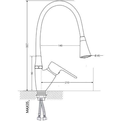 Змішувач для кухні Lidz Tani 007F3 з гнучким виливом (k40) LDTAN007F3BCR37649 Black / Chrome