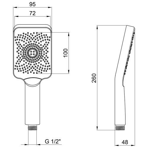 Лейка для ручного душа Lidz Niagara 33 145x95 мм прямоугольная LDNIA33GRP48538 Graphite