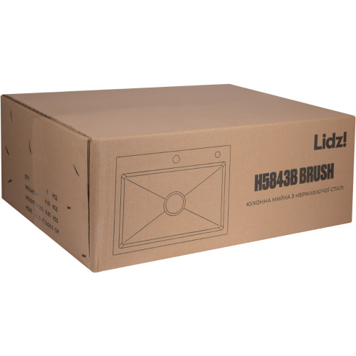 Мойка для кухни интегрированная Lidz Handmade H5843B Brushed Black PVD 3,0/1,0 мм LDH5843BRUBLM49443