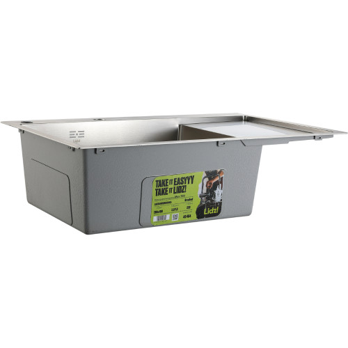 Мийка для кухні інтегрована Lidz Handmade Max 500 H7849R Brushed Steel, 3,0/1,0 мм, крило праворуч, збільшена чаша LDH7849RBRU49464