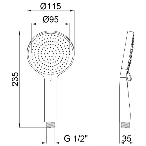 Лійка для ручного душу Qtap Rucni 115 мм округла QTRUCA116O3PCW Chrome