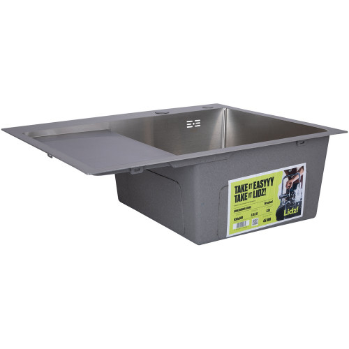Мийка для кухні інтегрована Lidz Handmade H6350L крило ліворуч (LDH6350BRUL45588) Brushed Steel 3,0/1,0 мм