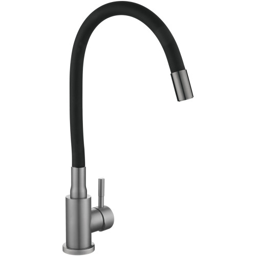 Змішувач для кухні Lidz Aria 015F3 (k35) з гнучким виливом LDARI015F3BGRP49564 Graphite/Black