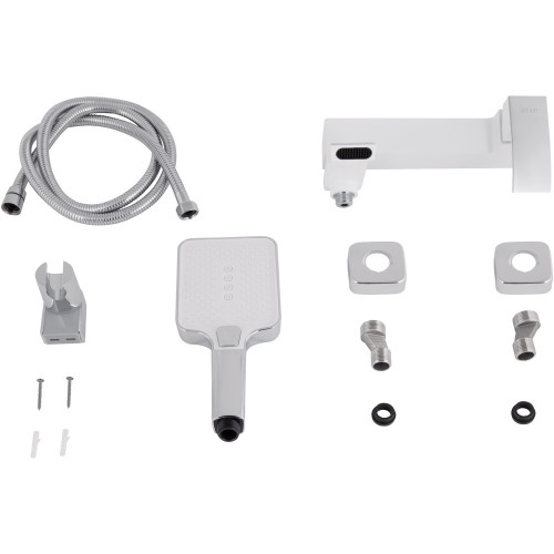 Смеситель для ванны Qtap Swan Cascada с поворотным изливом (c душевым гарнитуром) QTSWA260CRW45569 Chrome/White