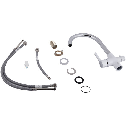 Смеситель для кухни Qtap Grand с подключением для питьевой воды QTGRA362CRW45668 Chrome/White