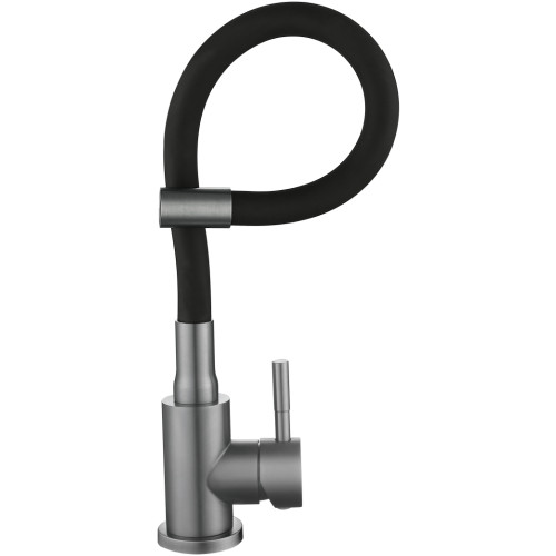 Змішувач для кухні Lidz Aria 015F3 (k35) з гнучким виливом LDARI015F3BGRP49564 Graphite/Black