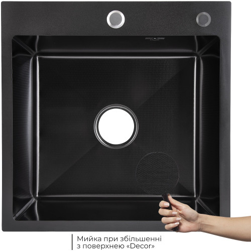 Мийка для кухні інтегрована Lidz Handmade H5050HB  Decor Black PVD Honeycomb 2,5/0,5 мм LDH5050BDECPVD48369