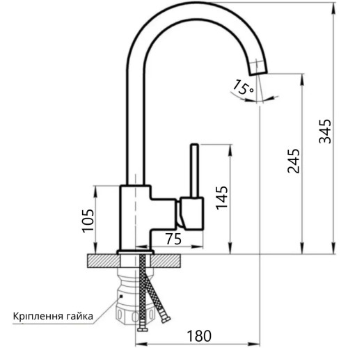 Змішувач для кухні Lidz Aria 015F (k35) LDARI015FGRP49559 Graphite