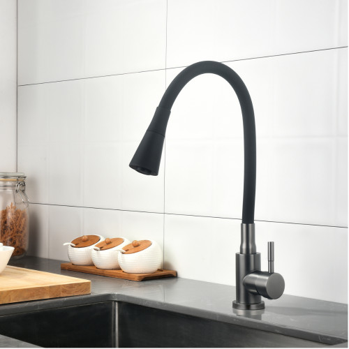 Смеситель для кухни Lidz Aria 015F31 (k35) с гибким изливом LDARI015F31BGRP49566 Graphite/Black