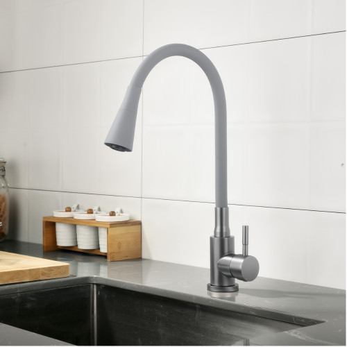 Смеситель для кухни Lidz Aria 015F31 (k35) с гибким изливом LDARI015F31GGRP49567 Graphite/Grey