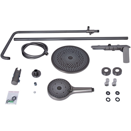 Душова система універсальна Qtap Slavonice на три споживача (з виливом) QTSLA111GMB45905 Gunmetal Black PVD