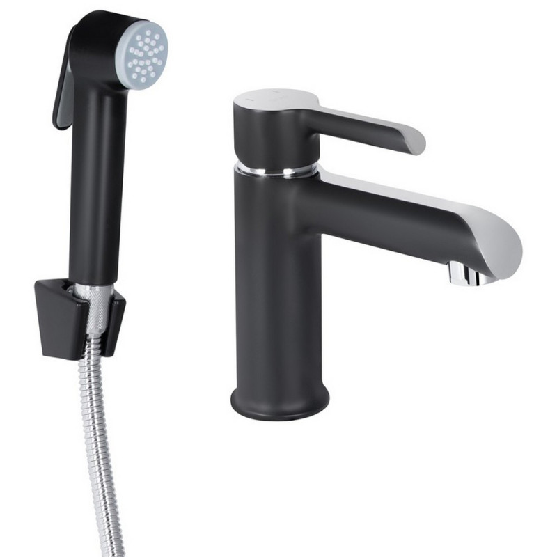 Смеситель для раковины Qtap Grand (с гигиеническим душем) QTGRA272CRB45672 Chrome/Black