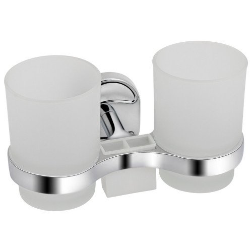 Стакан с держателем Lidz Oreo 0402 двойной настенный (матовое стекло) LDORE0402CRM22164 Chrome