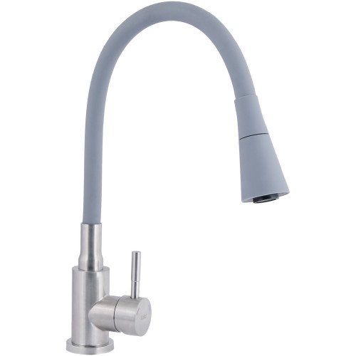 Змішувач для кухні Lidz Aria 015F31 з гнучким виливом (k35) LDARI015F31GNK31871 Grey / Nickel