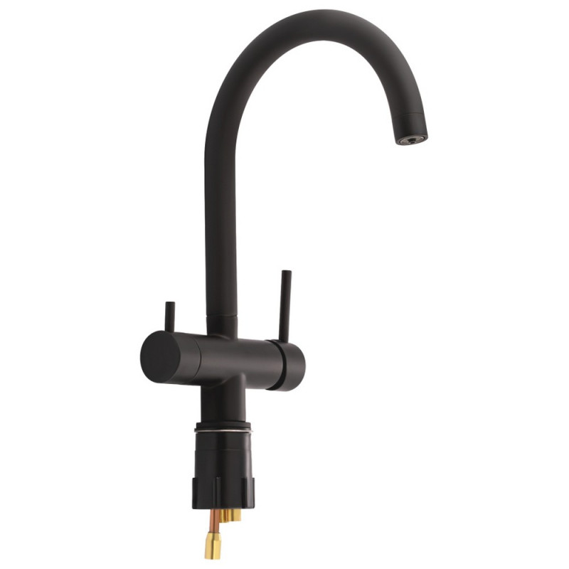 Смеситель для кухни Qtap Kuchyne с подключением для питьевой воды QTKUC92102UB Black Matt