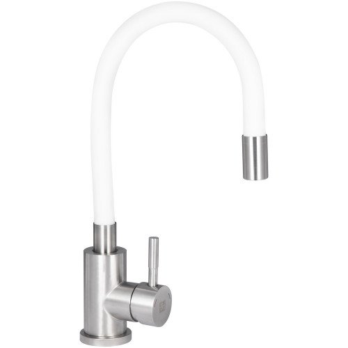 Змішувач для кухні Lidz Aria 015F3 з гнучким виливом (k35) LDARI015F3WHI43362 White / Nickel
