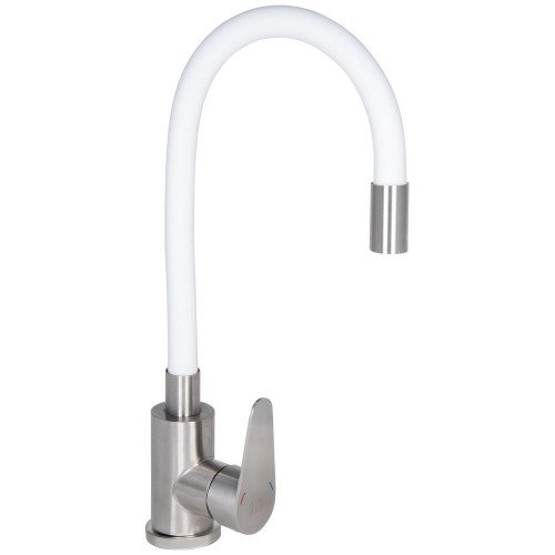 Змішувач для кухні Lidz Vida 015F3 з гнучким виливом (k35) LDVID015F3WHI43357 White / Nickel Змішувач для кухні Lidz Vida 015F3 з гнучким виливом (k35) LDVID015F3WHI43357 White / Nickel