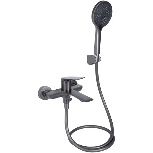Змішувач для ванни Qtap Vlasta New (з душовим гарнітуром) QTVLA259GMB45643 Gunmetal Black PVD