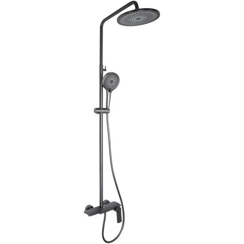 Душова система універсальна Qtap Slavonice на три споживача (з виливом) QTSLA111GMB45905 Gunmetal Black PVD