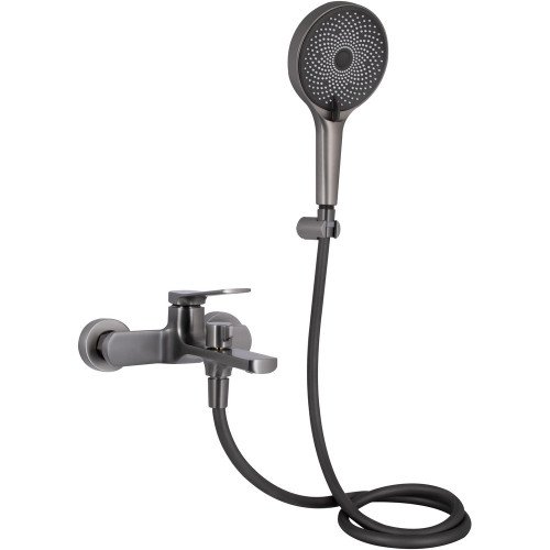 Змішувач для ванни Qtap Slavonice (з душовим гарнітуром) QTSLV259GMB48035 Gunmetal Black PVD