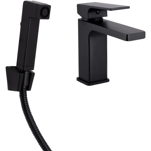 Смеситель для раковины Qtap Gemini (с гигиеническим душем) QTGEM272BLM45690 Black Matt