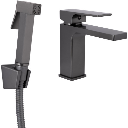 Смеситель для раковины Qtap Gemini (с гигиеническим душем) QTGEM272GMB45692 Gunmetal Black PVD