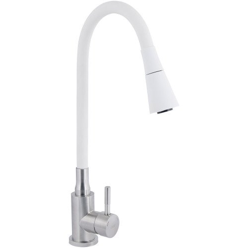 Змішувач для кухні Lidz Aria 015F31 з гнучким виливом (k35) LDARI015F31WNK36981 White / Nickel Змішувач для кухні Lidz Aria 015F31 з гнучким виливом (k35) LDARI015F31WNK36981 White / Nickel