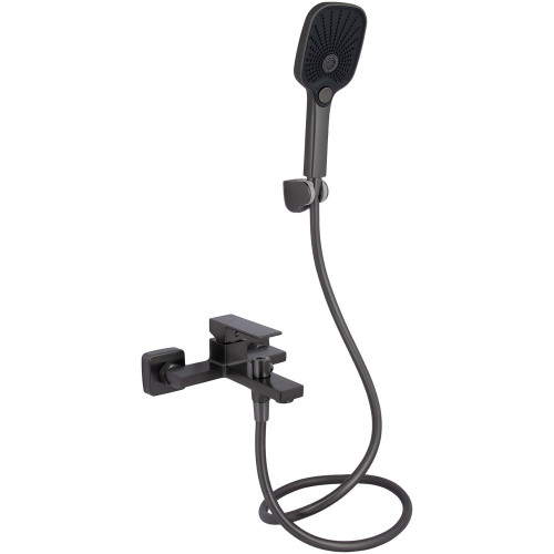 Смеситель для ванны Qtap Gemini (c душевым гарнитуром) QTGEM259GMB45684 Gunmetal Black PVD