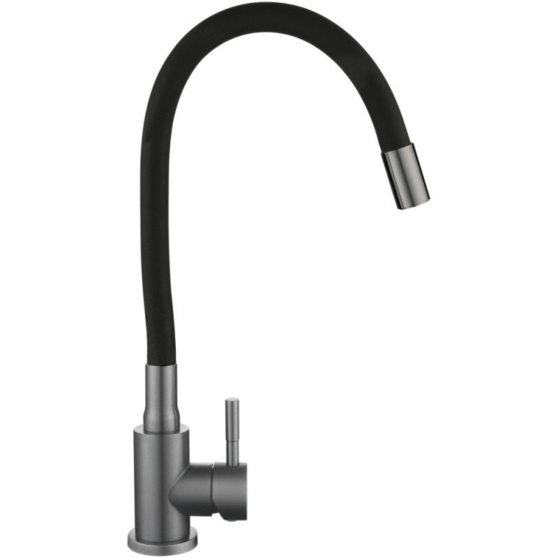 Змішувач для кухні Lidz Aria 015F3 (k35) з гнучким виливом LDARI015F3BGRP49564 Graphite/Black