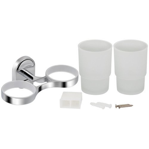 Склянка з тримачем Lidz Oreo 0402 подвійний настінний (матове скло) LDORE0402CRM22164 Chrome