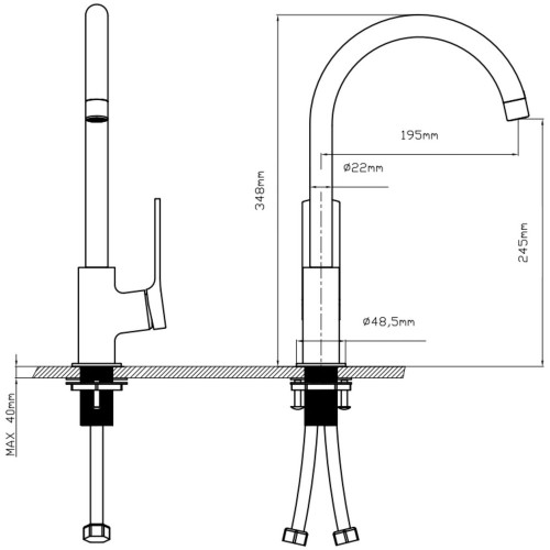 Змішувач для кухні Qtap Slavonice QTSLA9042103UB Black Matt
