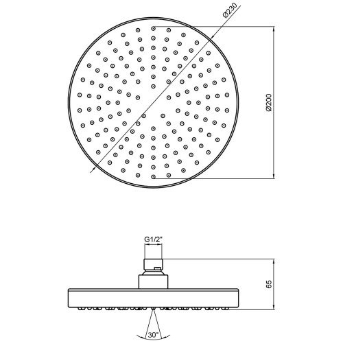 Лійка для верхнього душу Qtap Hlavova 230 мм округла QTHLAVA228O1ZBB Black Matt