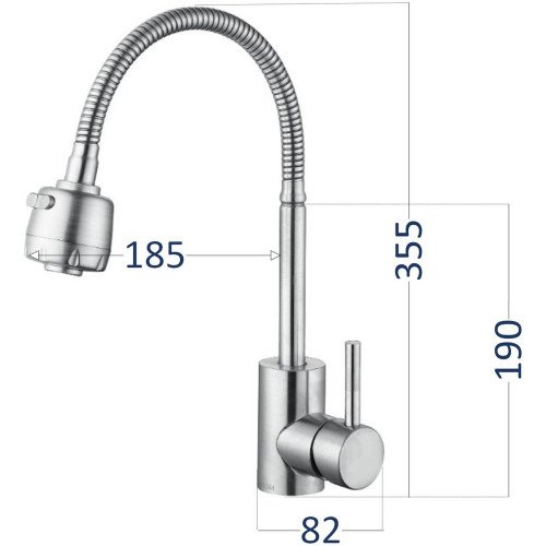 Смеситель для кухни Lidz Aria 015F41 с гибким изливом (k35) LDARI015F41NKS45306 Nickel