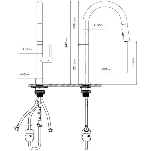 Змішувач для кухні Qtap Lenicka з висувним виливом QTLEN9138103UC Chrome