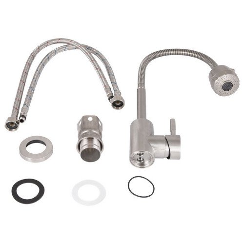 Смеситель для кухни Lidz Aria 015F41 с гибким изливом (k35) LDARI015F41NKS45306 Nickel