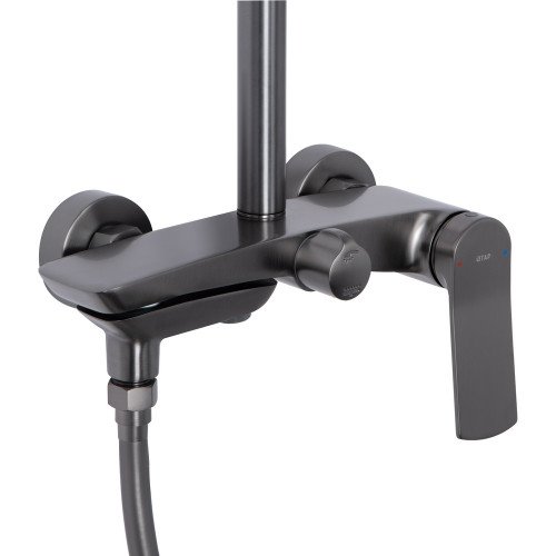 Душова система універсальна Qtap Slavonice на три споживача (з виливом) QTSLA111GMB45910 Gunmetal Black PVD
