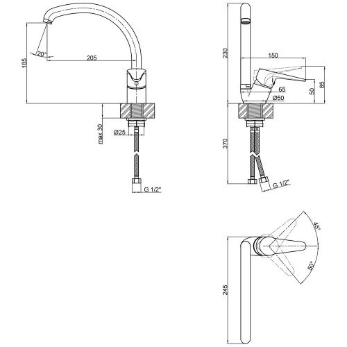 Смеситель для кухни Lidz Nicole 008F (k35) LDNIC008FCRM21877 Chrome