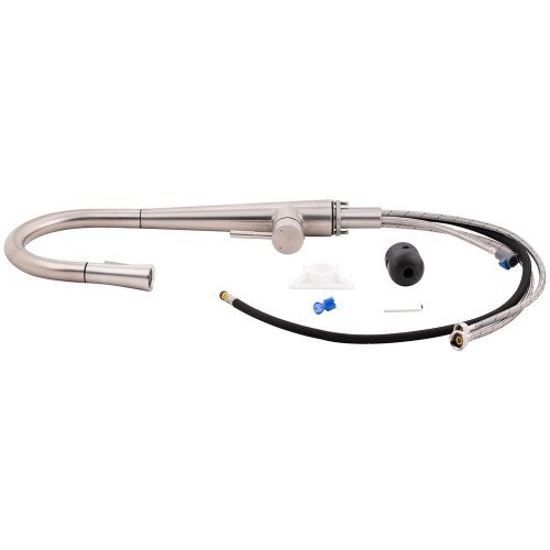 Змішувач для кухні Qtap Evicka з висувним виливом QTEVI91103UN Brushed Nickel PVD