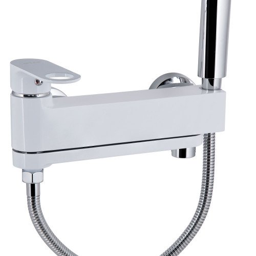 Смеситель для ванны Qtap Jay с поворотным изливом (c душевым гарнитуром) QTJAY260CRW45554 Chrome/White