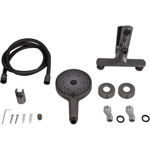 Змішувач для ванни Qtap Slavonice (з душовим гарнітуром) QTSLV259GMB48035 Gunmetal Black PVD
