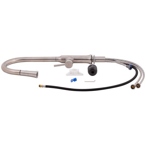 Смеситель для кухни Qtap Baruska с выдвижным изливом QTBAR9137103UN Brushed Nickel PVD