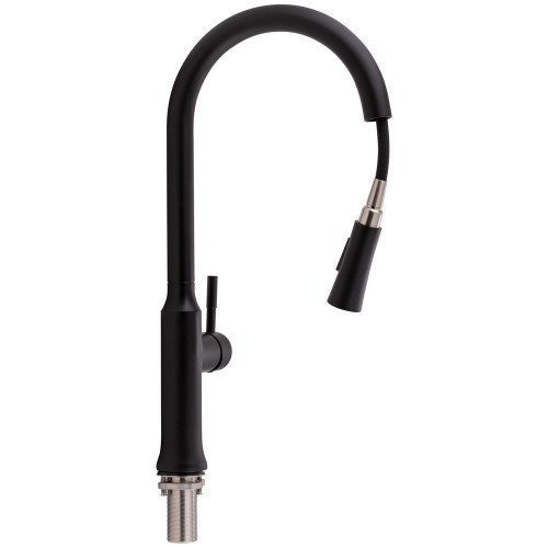 Змішувач для кухні Qtap Baruska з висувним виливом QTBAR9137103UB Black Matt