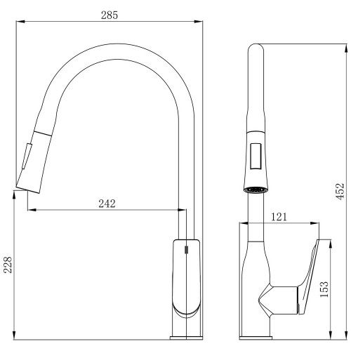 Смеситель для кухни Qtap Vlasta New с выдвижным изливом QTVLA344CRM45646 Chrome