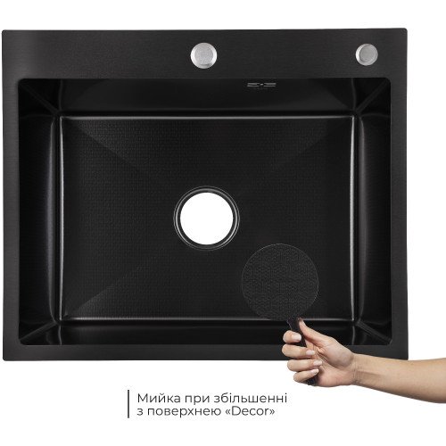 Мийка для кухні інтегрована Lidz Handmade H6050HB  Decor Black PVD Honeycomb 2,5/0,5 мм LDH6050BDECPVD48371
