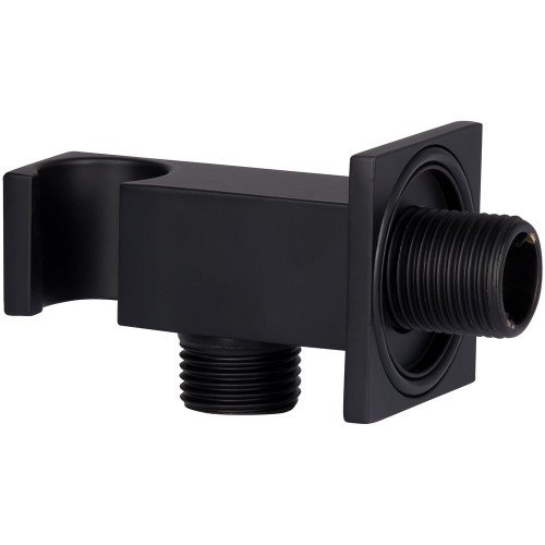 Підключення з тримачем для шланга Qtap Spojeni прямокутне QTCRBBH025 Black Matt