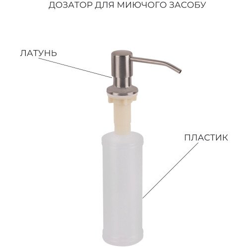 Комплект Lidz Handmade H4050 Мийка для кухні інтегрована Brushed у комплекті з дозатором + Lidz K01G Корзина для кухонної мийки