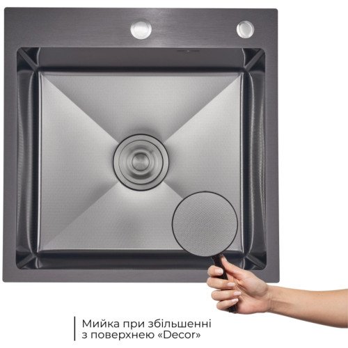 Комплект Lidz Handmade H5050HB Мойка для кухни интегрированная Decor Black PVD Honeycomb в комплекте с дозатором+Lidz LIDZK01B Корзина для мойки
