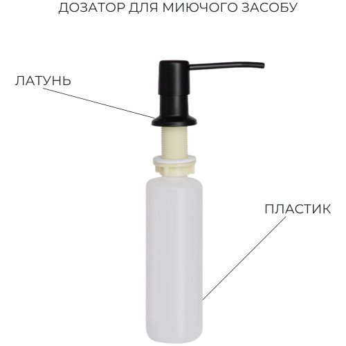 Комплект Lidz Handmade H5050B Мийка для кухні інтегрована BlackPVD у комплекті з дозатором + Lidz K01B Корзина для кухонної мийки